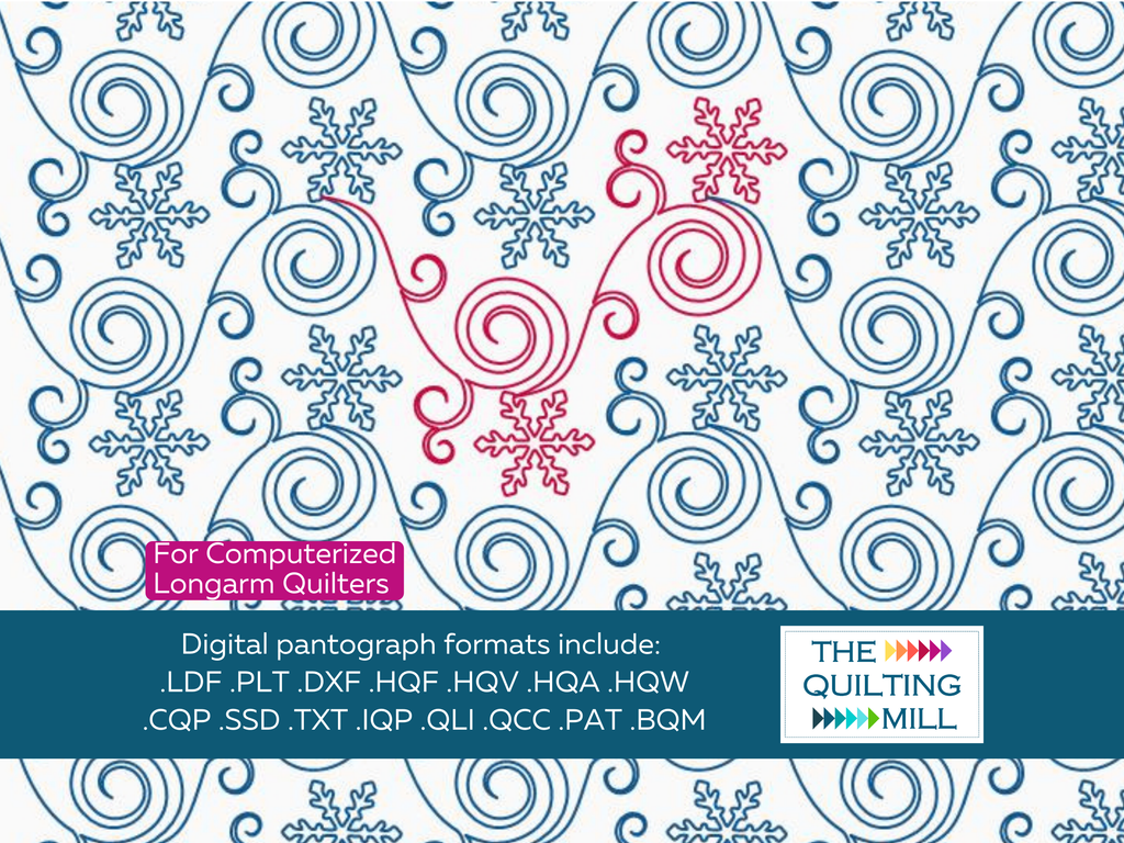 Snow Blitz festive holiday digital pantograph by The Quilting Mill – Christmas snowflake edge to edge longarm design