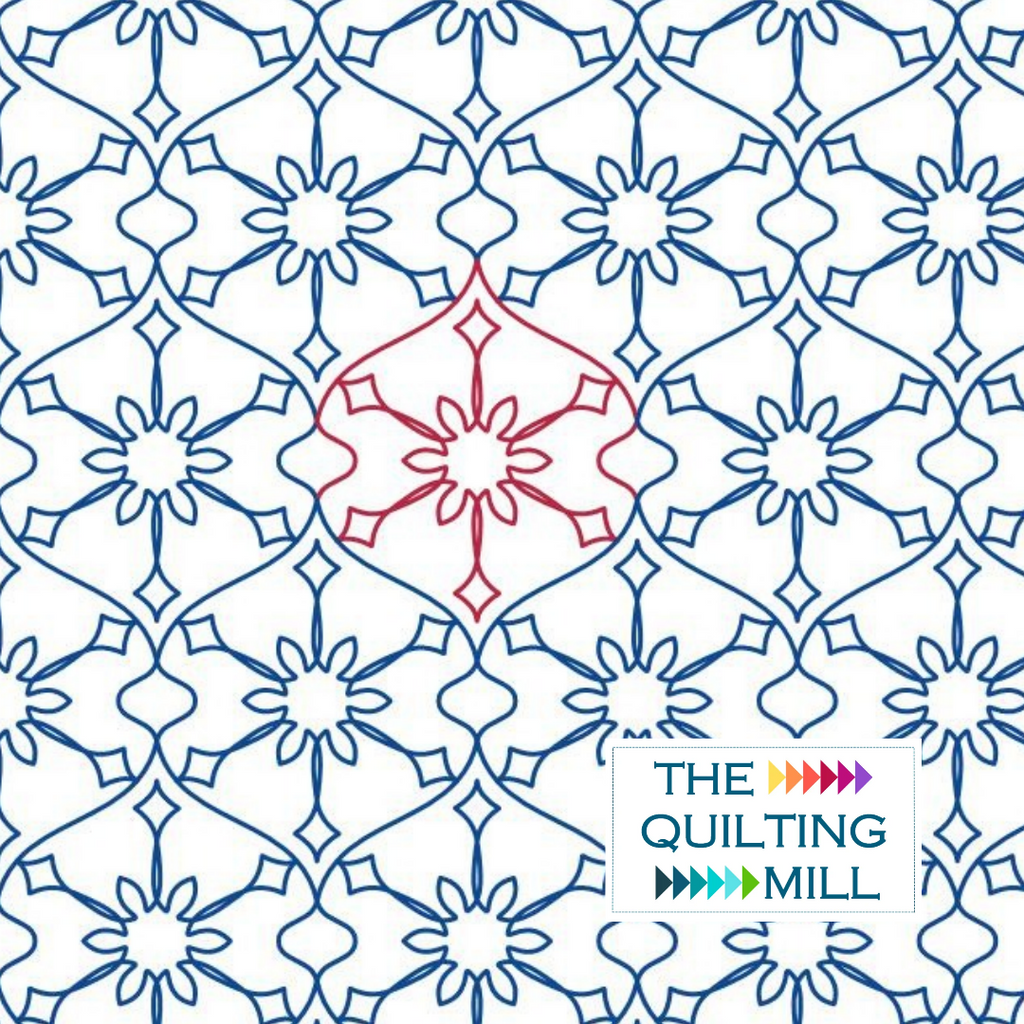 Snowy Baubles longarm christmas pantograph featuring ornaments and snowflakes for festive edge-to-edge quilting