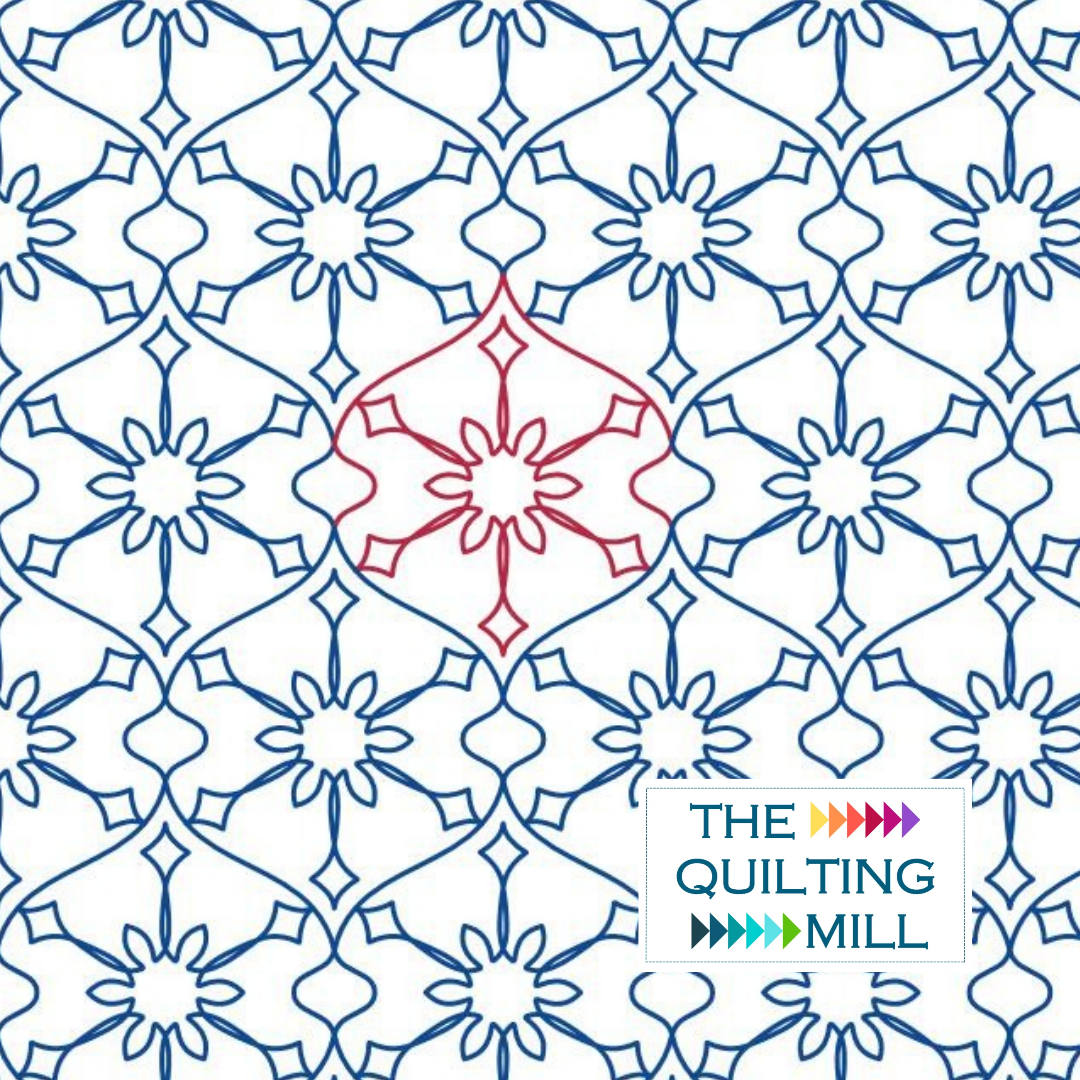 Snowy Baubles longarm christmas pantograph featuring ornaments and snowflakes for festive edge-to-edge quilting