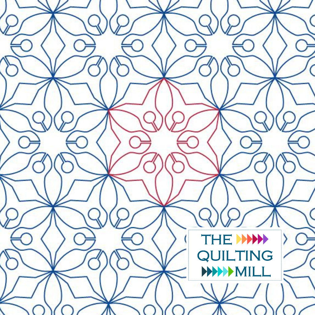 Solstice Snow holiday digital pantograph pattern — elegant geometric snowflake design for festive longarm quilting