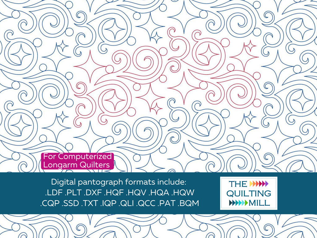 Sparkling Dreams celestial star swirl pantograph by The Quilting Mill – twinkling stars and dreamy swirl digital longarm design