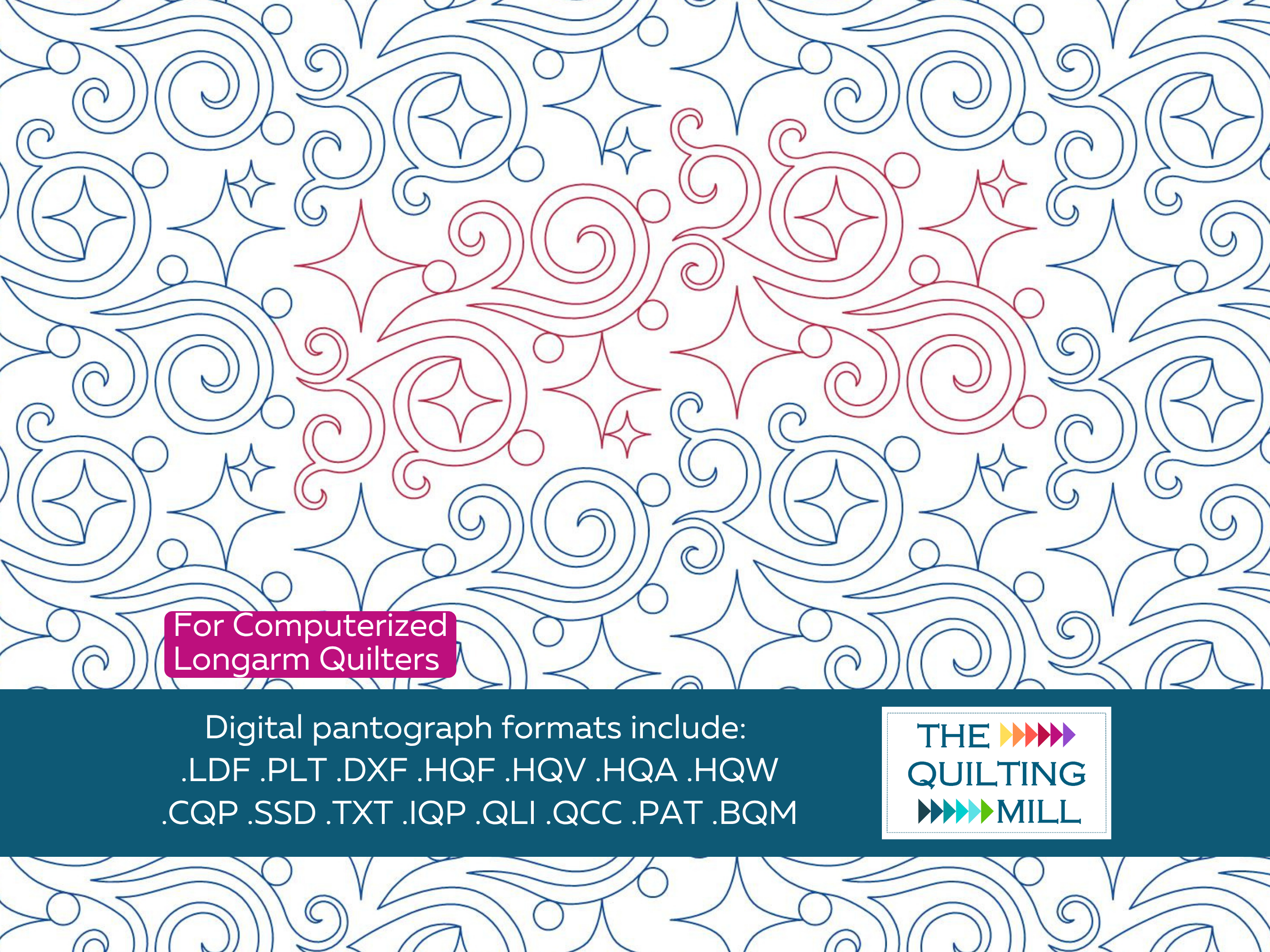 Sparkling Dreams celestial star swirl pantograph by The Quilting Mill – twinkling stars and dreamy swirl digital longarm design