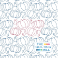 Spooky Pumpkins digital Halloween pantograph with outlined pumpkins and tiny ghosts, a longarm quilting design