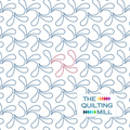 Spout feather longarm pantograph repeating pattern with The Quilting Mill logo
