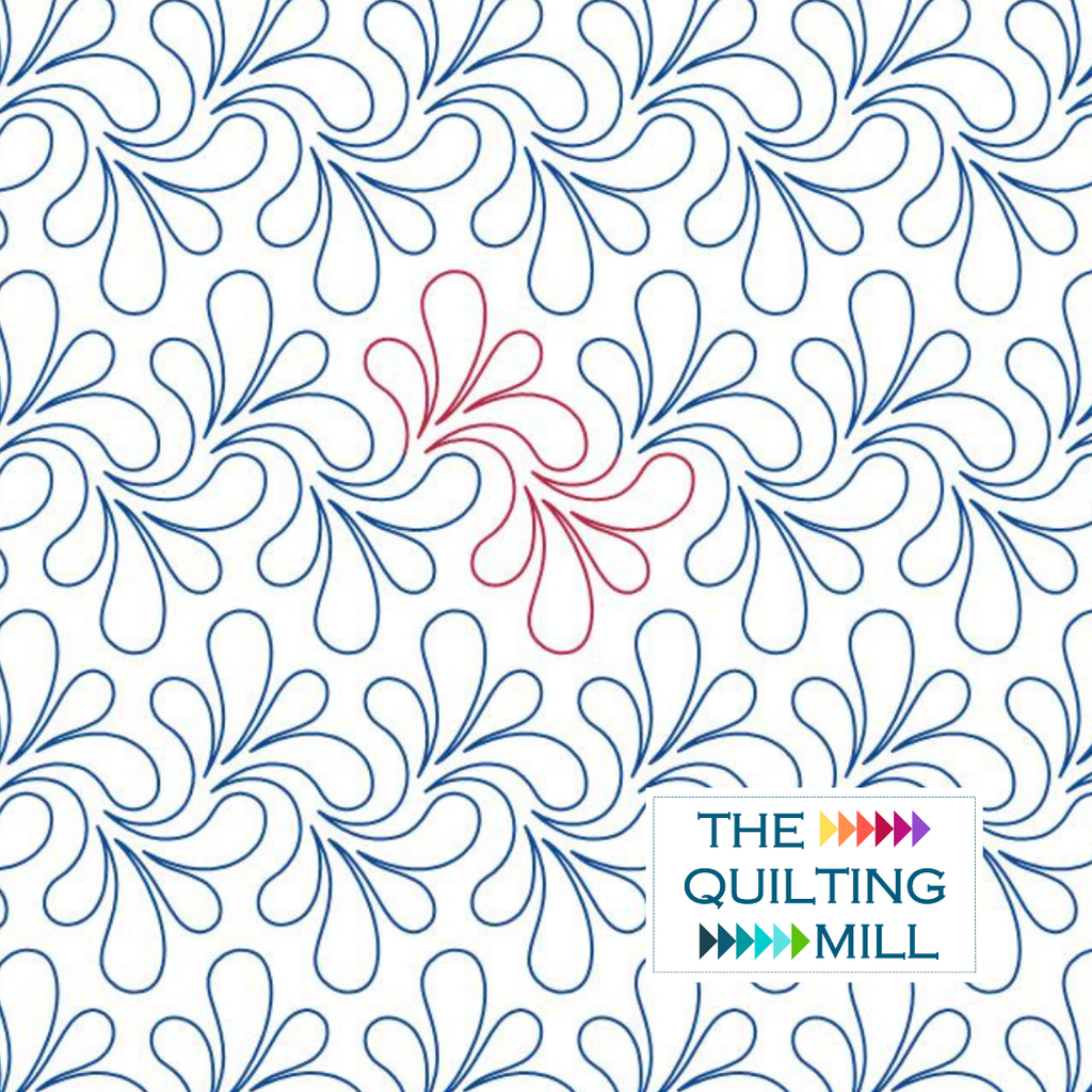 Full quilt featuring the Spray teardrop pantograph pattern by The Quilting Mill — edge to edge digital longarm quilting design