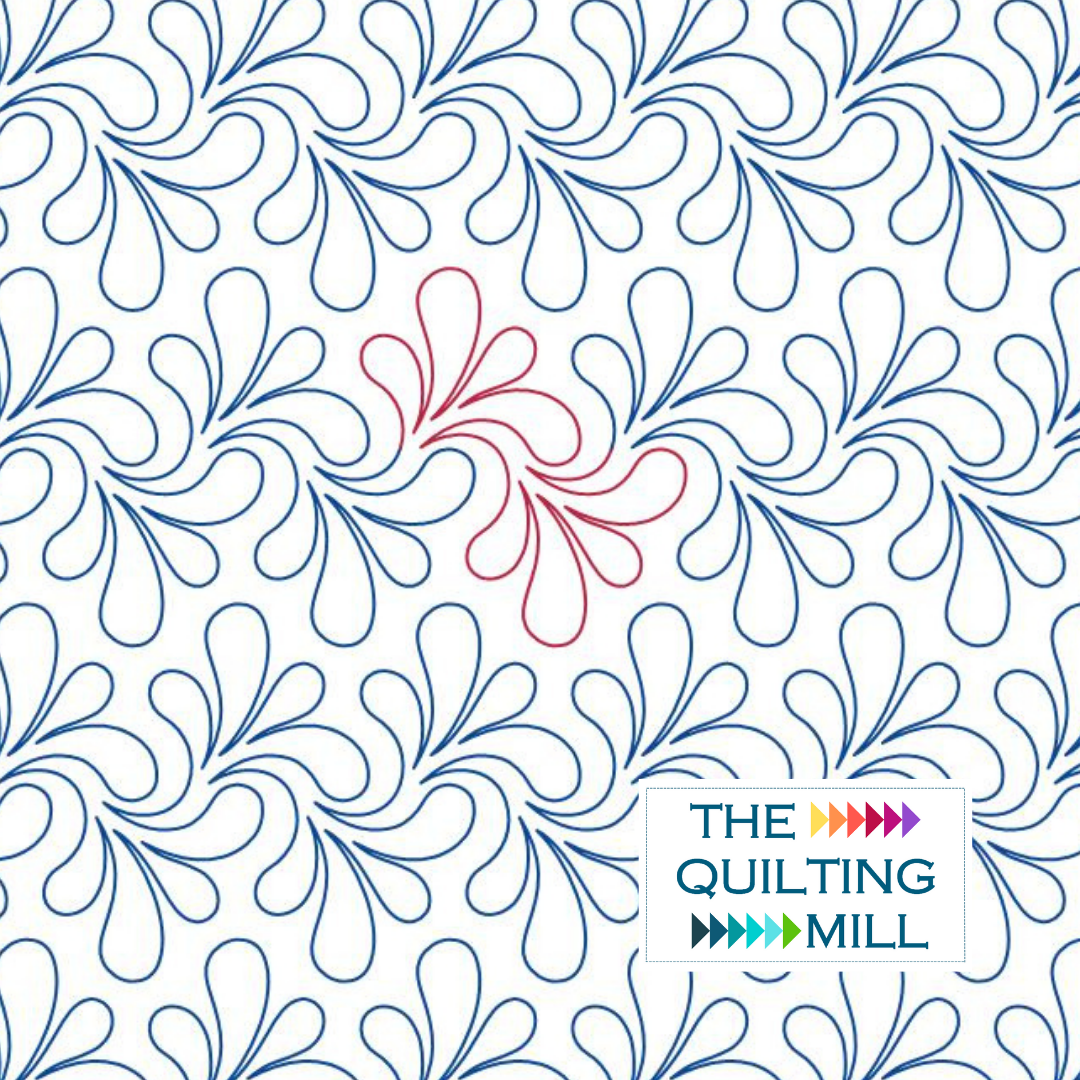 Full quilt featuring the Spray teardrop pantograph pattern by The Quilting Mill — edge to edge digital longarm quilting design