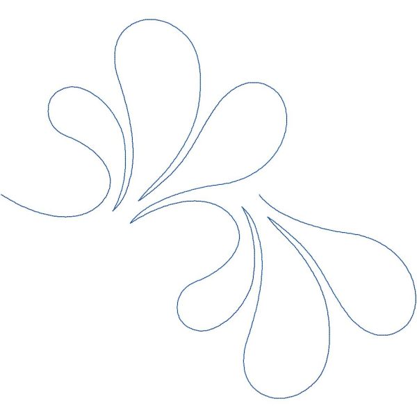 Close-up of Spurt feather quilting pantograph showing playful feather loops and soft flowing curve detail