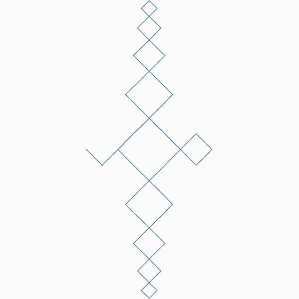 Close-up of Square Stack stacked square pantograph with offset geometric squares and clean continuous-line stitching detail