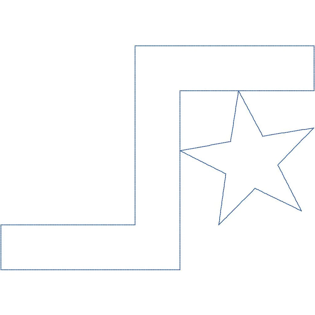 Close-up of Square Links Star geometric quilting pantograph showing crisp five-point star and square frame detail