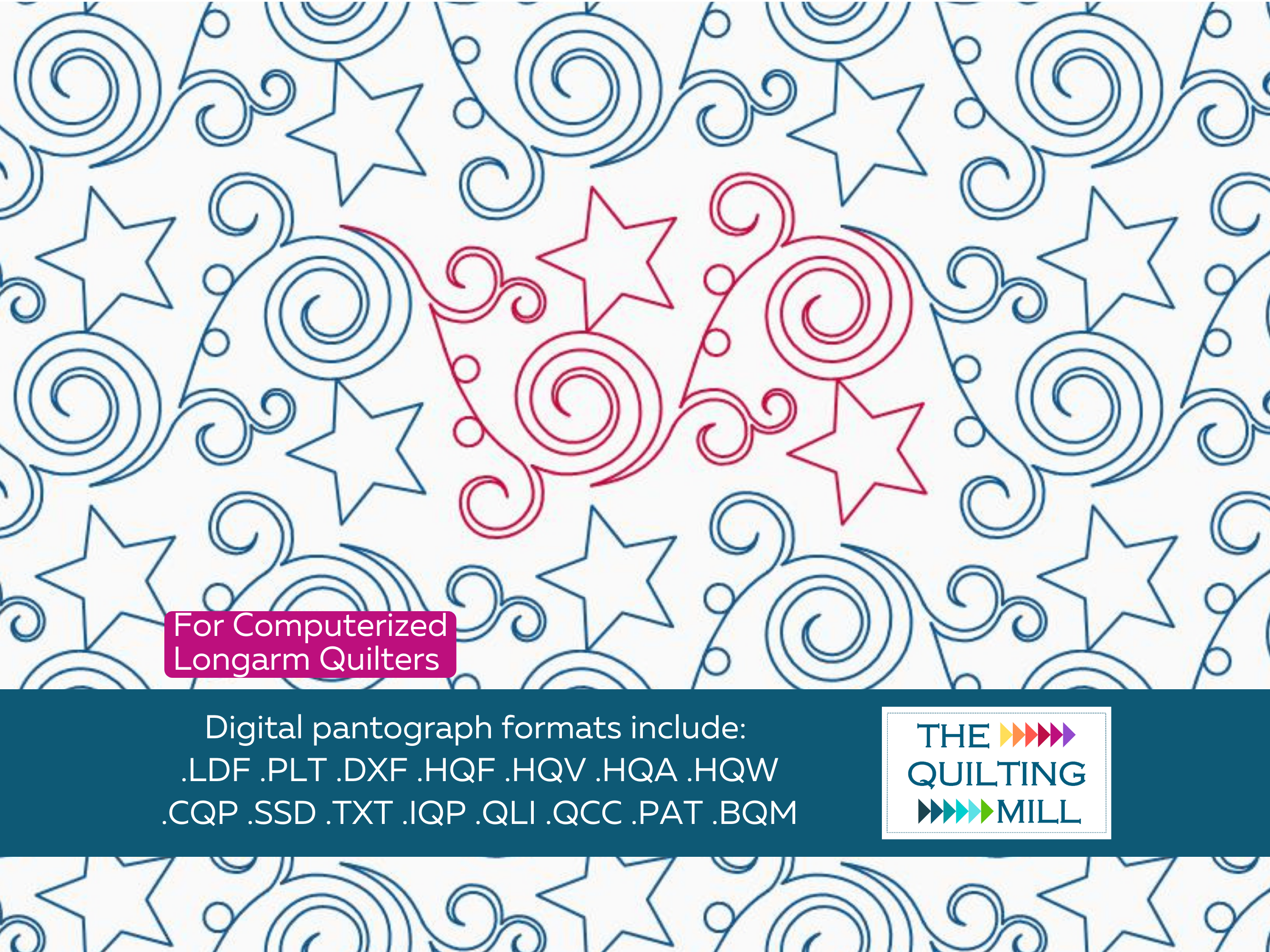 Star Blitz festive stars and swirls pantograph by The Quilting Mill – patriotic celebration digital longarm quilting design