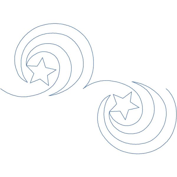 Close-up of Starry Night Swirl celestial quilting pantograph showing flowing star shapes and swirling curves in dreamy night sky detail