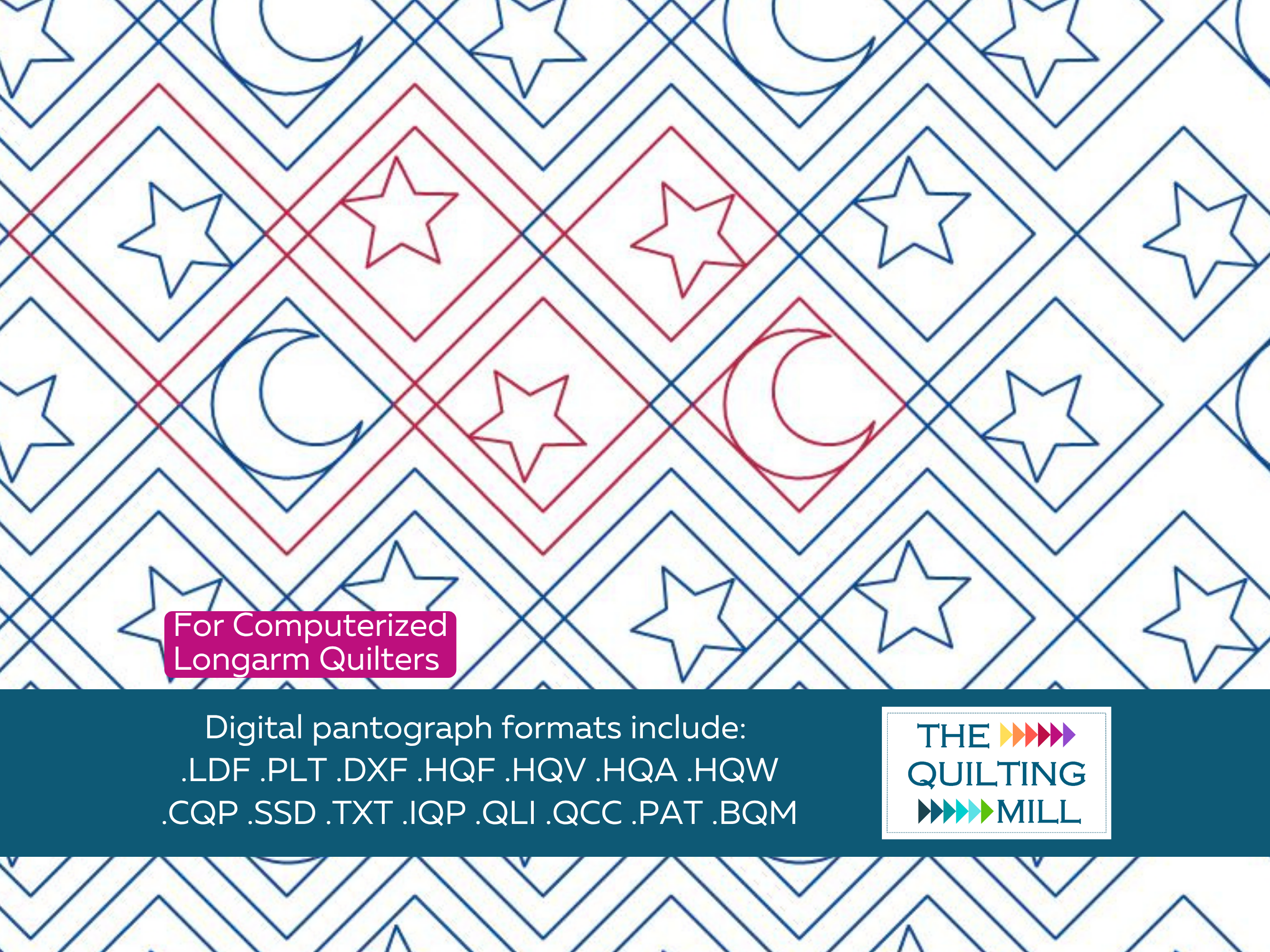 Starry Night Plaid whimsical star quilting pantograph by The Quilting Mill — festive plaid and star longarm quilting design