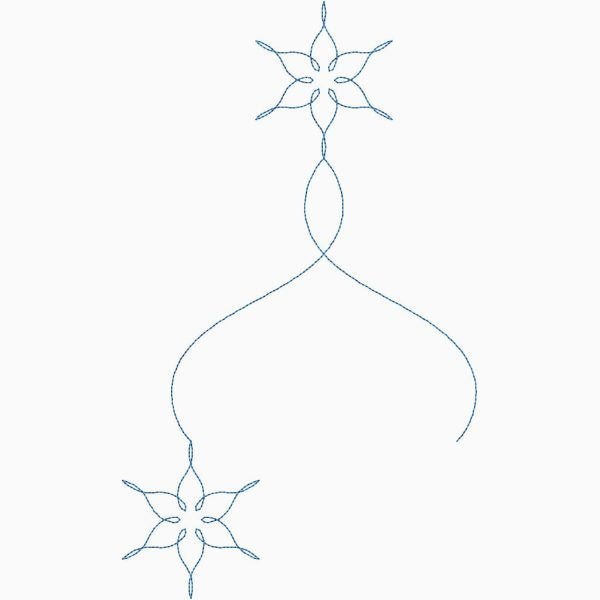 Close-up of String of Snowflakes snowflake quilting pantograph showing soft linked snowflake chain and flowing edge to edge detail