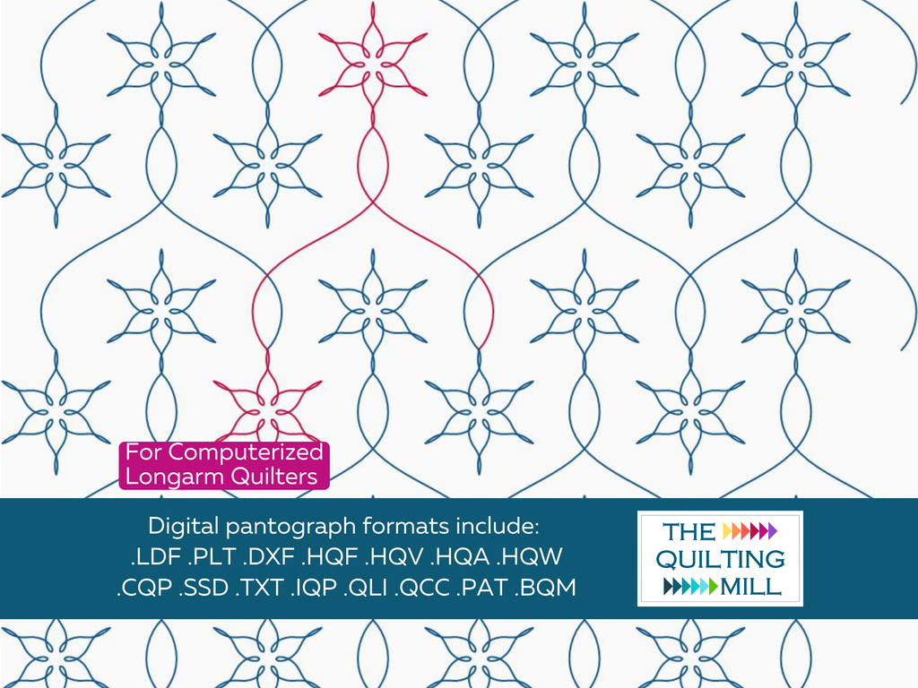 String of Snowflakes Christmas digital pantograph by The Quilting Mill – elegant linked snowflake winter quilting design
