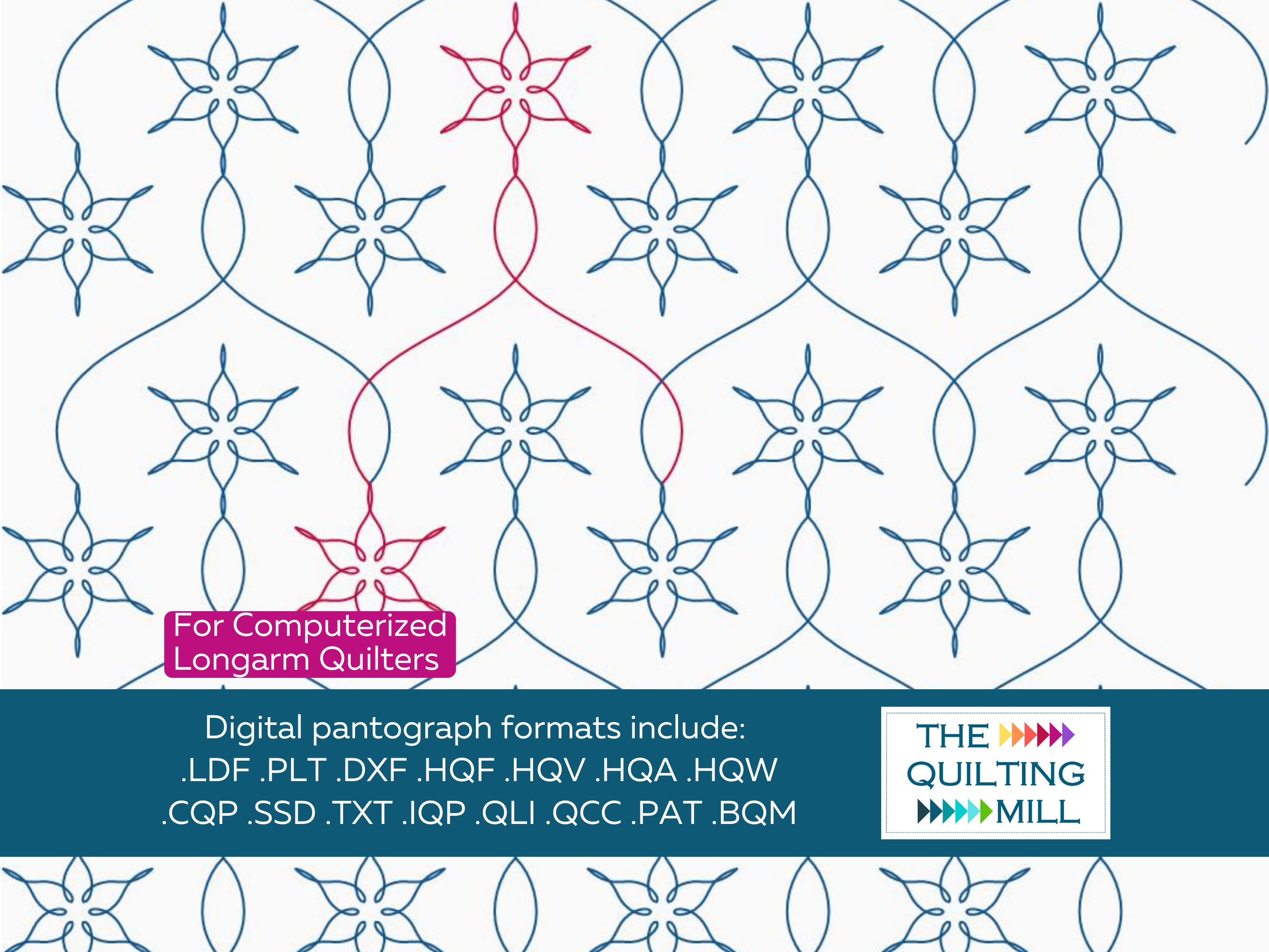 String of Snowflakes Christmas digital pantograph by The Quilting Mill – elegant linked snowflake winter quilting design