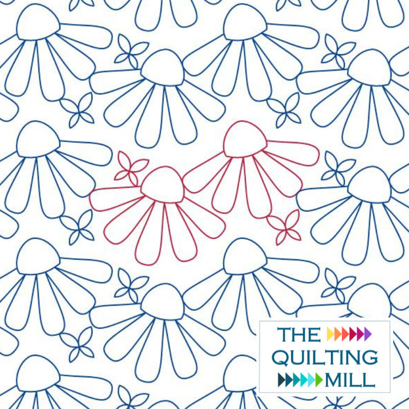 Summer Coneflowers floral edge-to-edge pantograph – bold wildflower coneflower design for longarm quilting machines