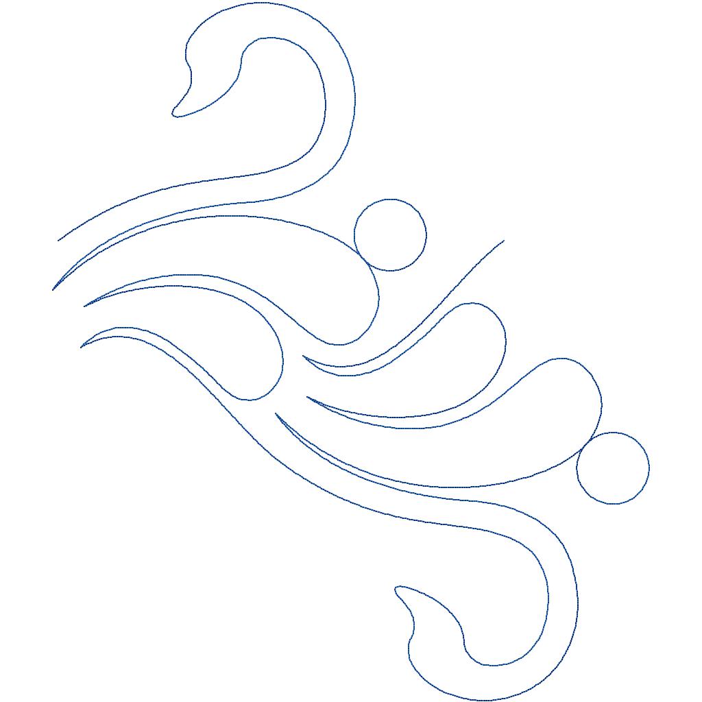 Close-up of Swan Feathers elegant feather pantograph showing sweeping feathered curves and graceful continuous-line detail for longarm quilting