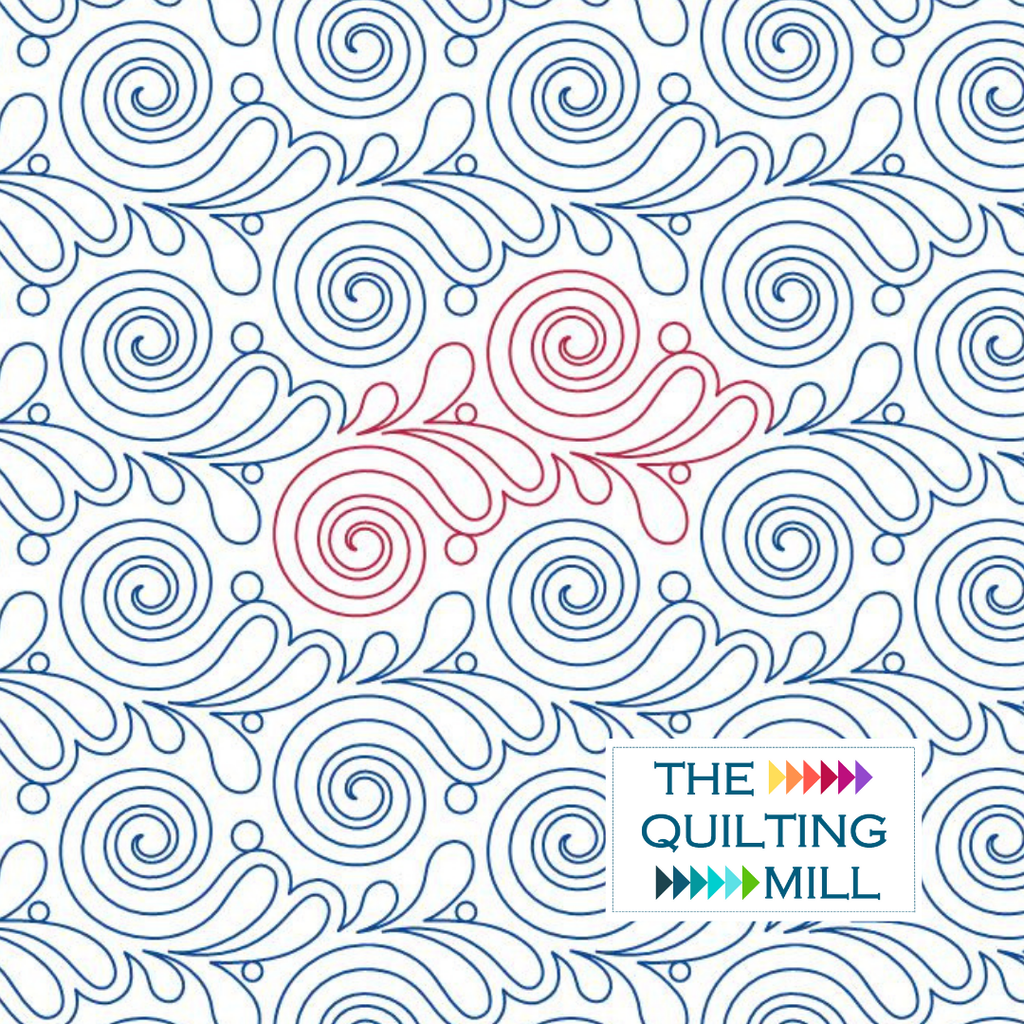 Swirled Kelp seaweed quilting pantograph featuring flowing ocean swirls and kelp shapes for digital longarm quilting designs