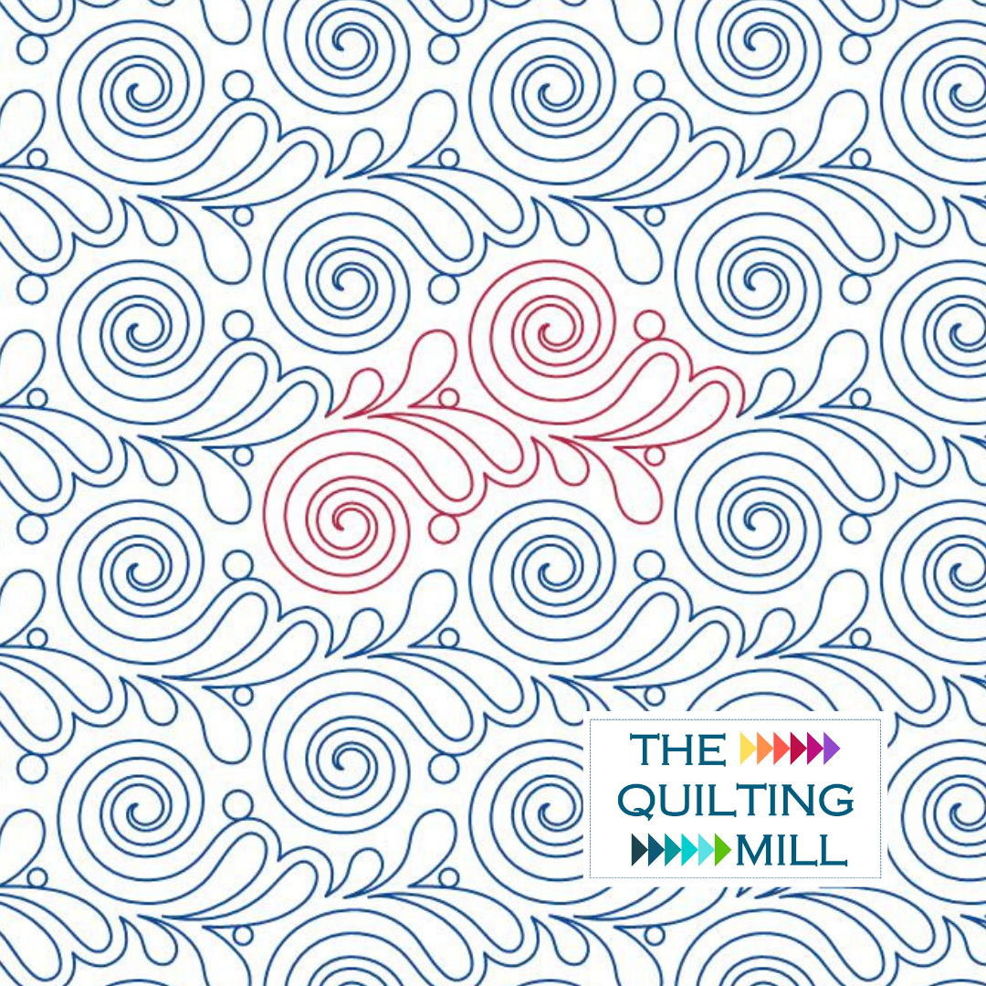 Swirled Kelp seaweed quilting pantograph featuring flowing ocean swirls and kelp shapes for digital longarm quilting designs
