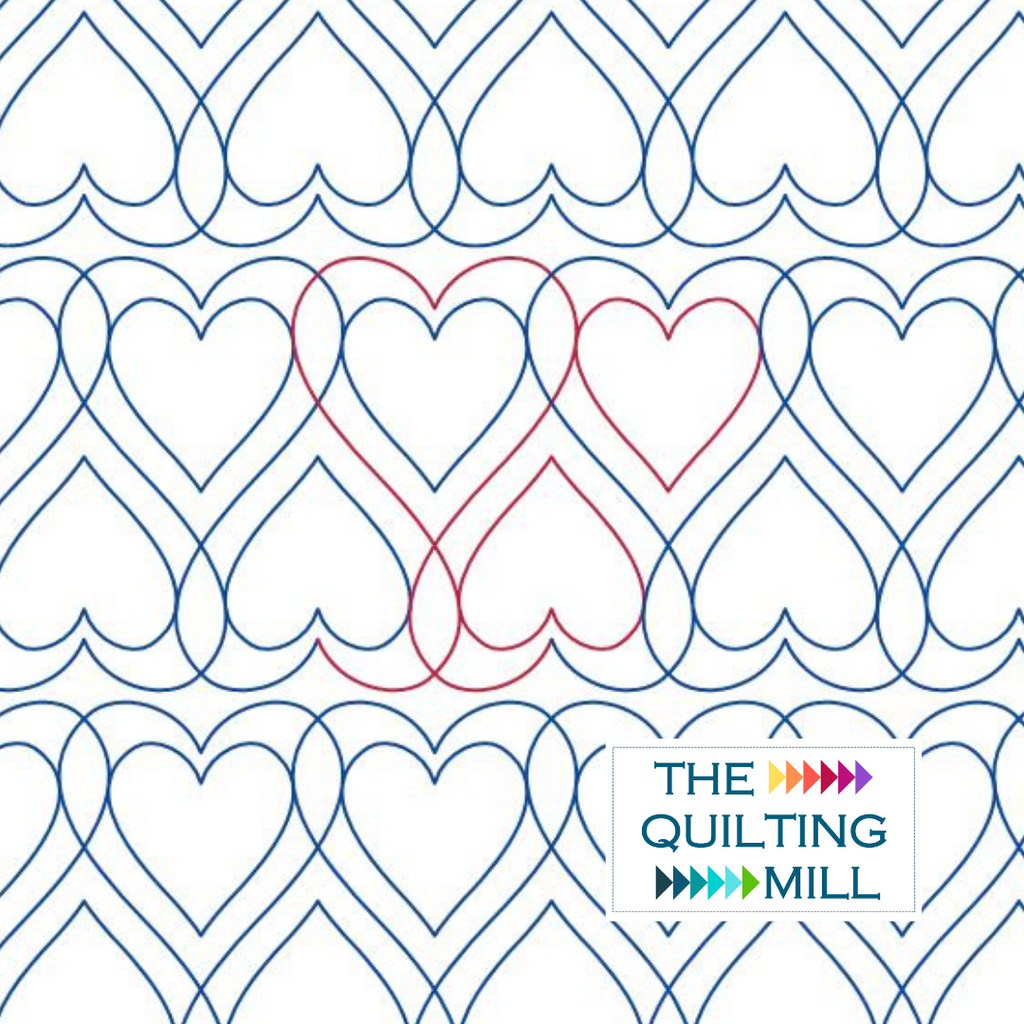 Thankful Heart romantic quilting pantograph digital download featuring flowing interlocking hearts for longarm quilting machines