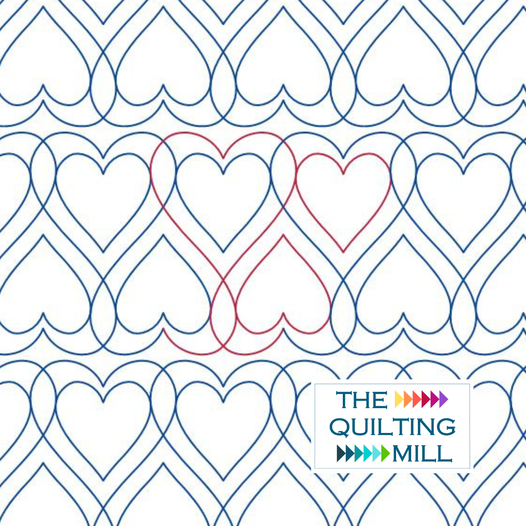 Thankful Heart romantic quilting pantograph digital download featuring flowing interlocking hearts for longarm quilting machines