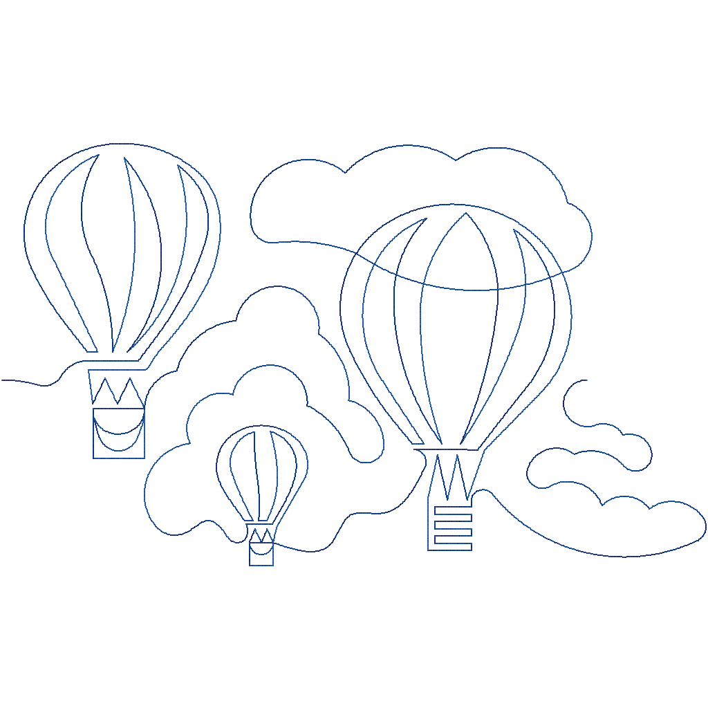 Close-up of Three Balloons whimsical longarm pantograph showing playful floating hot air balloon shapes and sky-high repeating detail