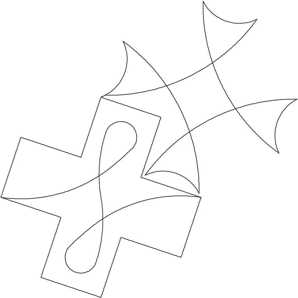 Close-up of Tilted Cross religious quilting pantograph showing tilted cross detail and looping curve stitching