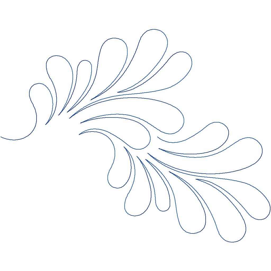 Detailed close-up of Torrent modern feather swirl pantograph showing graceful feather curves and smooth quilting lines