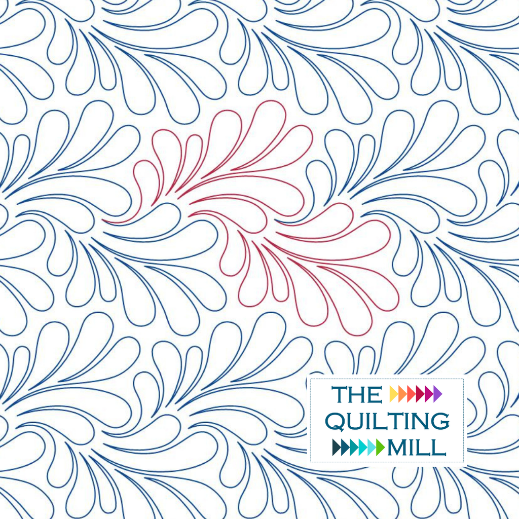 Torrent feather digital pantograph with flowing feather swirls and elegant curved lines for longarm quilting designs