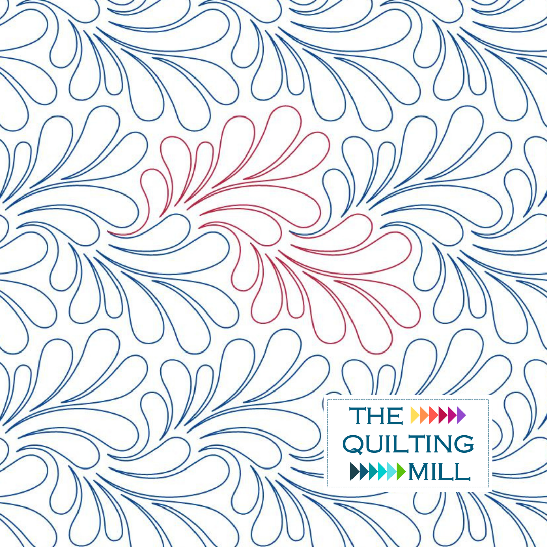 Torrent feather digital pantograph with flowing feather swirls and elegant curved lines for longarm quilting designs