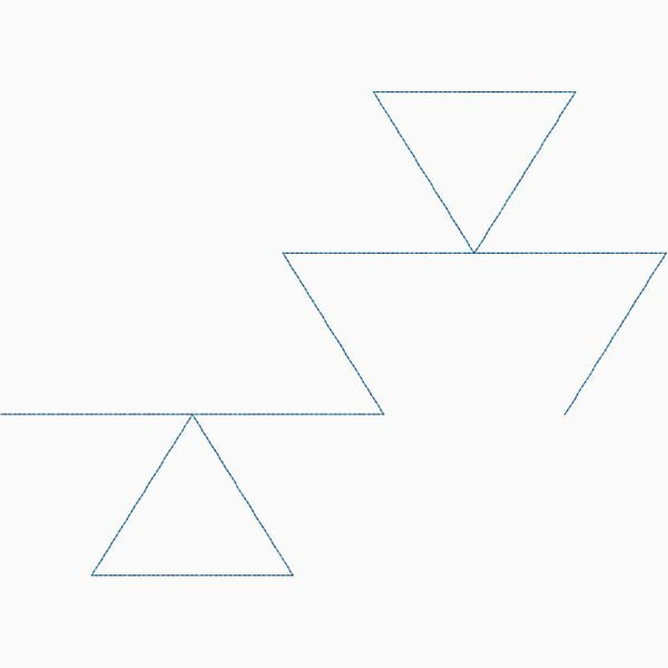 Close-up of Triangle Maze geometric triangle pantograph showing crisp interlocking zigzag triangle shapes and maze-like stitching detail for longarm quilting machines