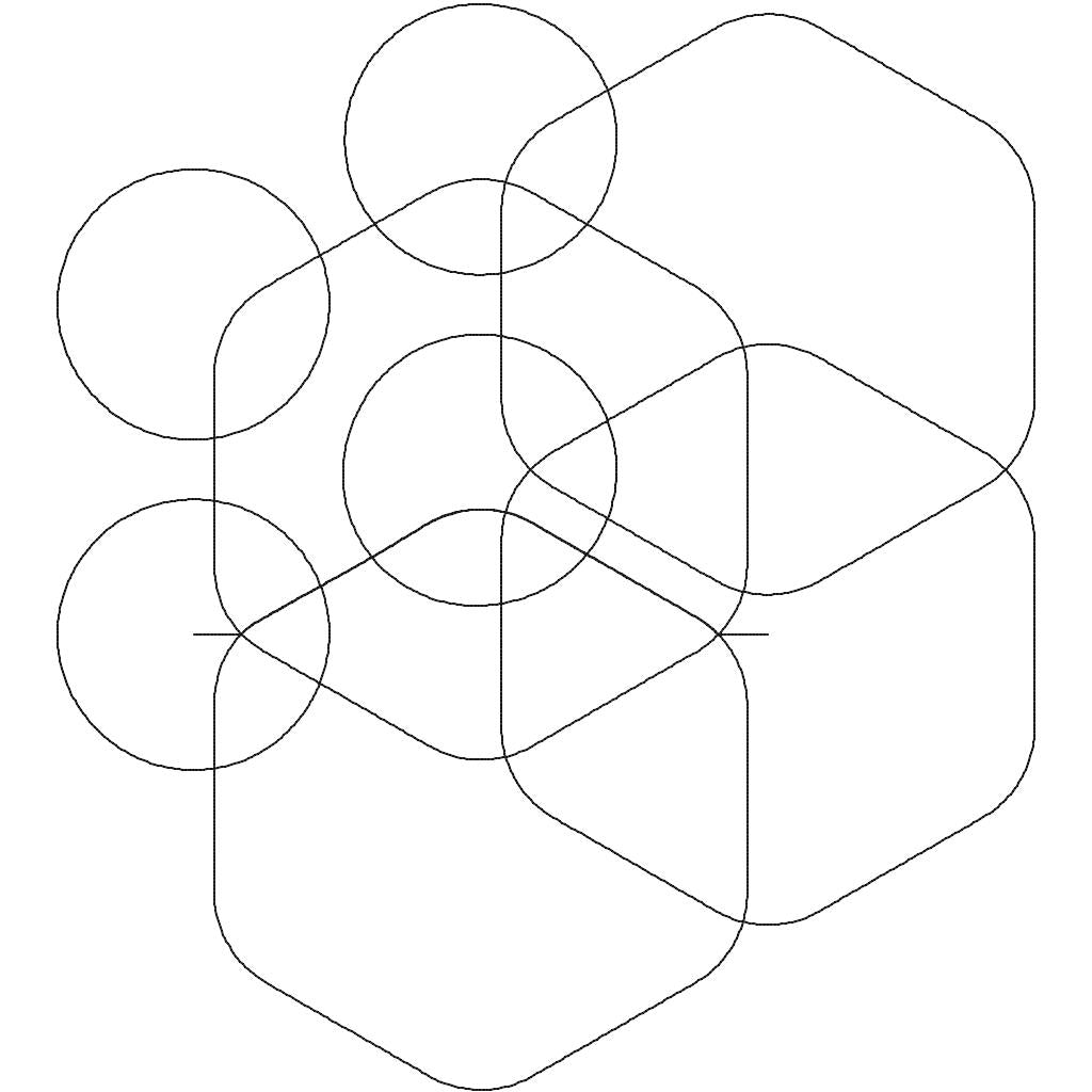 Close-up of Trypo Trigger 1 circle quilting pantograph showing detailed interlocking circle and line stitching