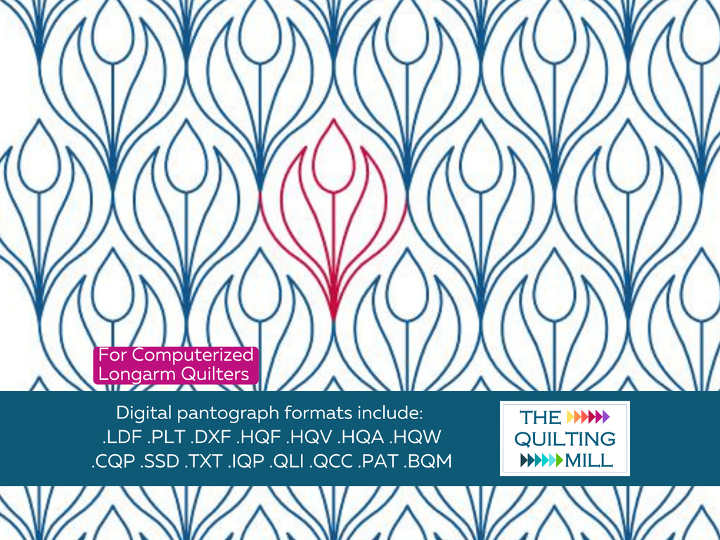 Tulip Bud spring digital tulip pantograph by The Quilting Mill – nature-inspired flowing tulip edge-to-edge longarm design