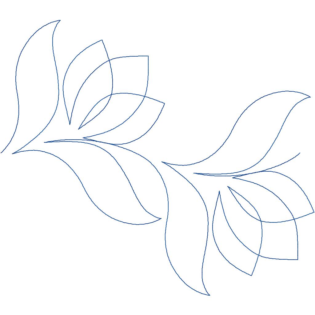 Close-up of Tulip Tango flower pantograph showing pointed tulip petals and graceful sweeping leaves