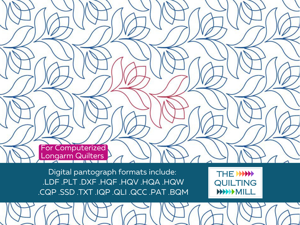 Full repeat of Tulip Tango floral quilting pattern for spring, garden, baby, and wedding quilt projects