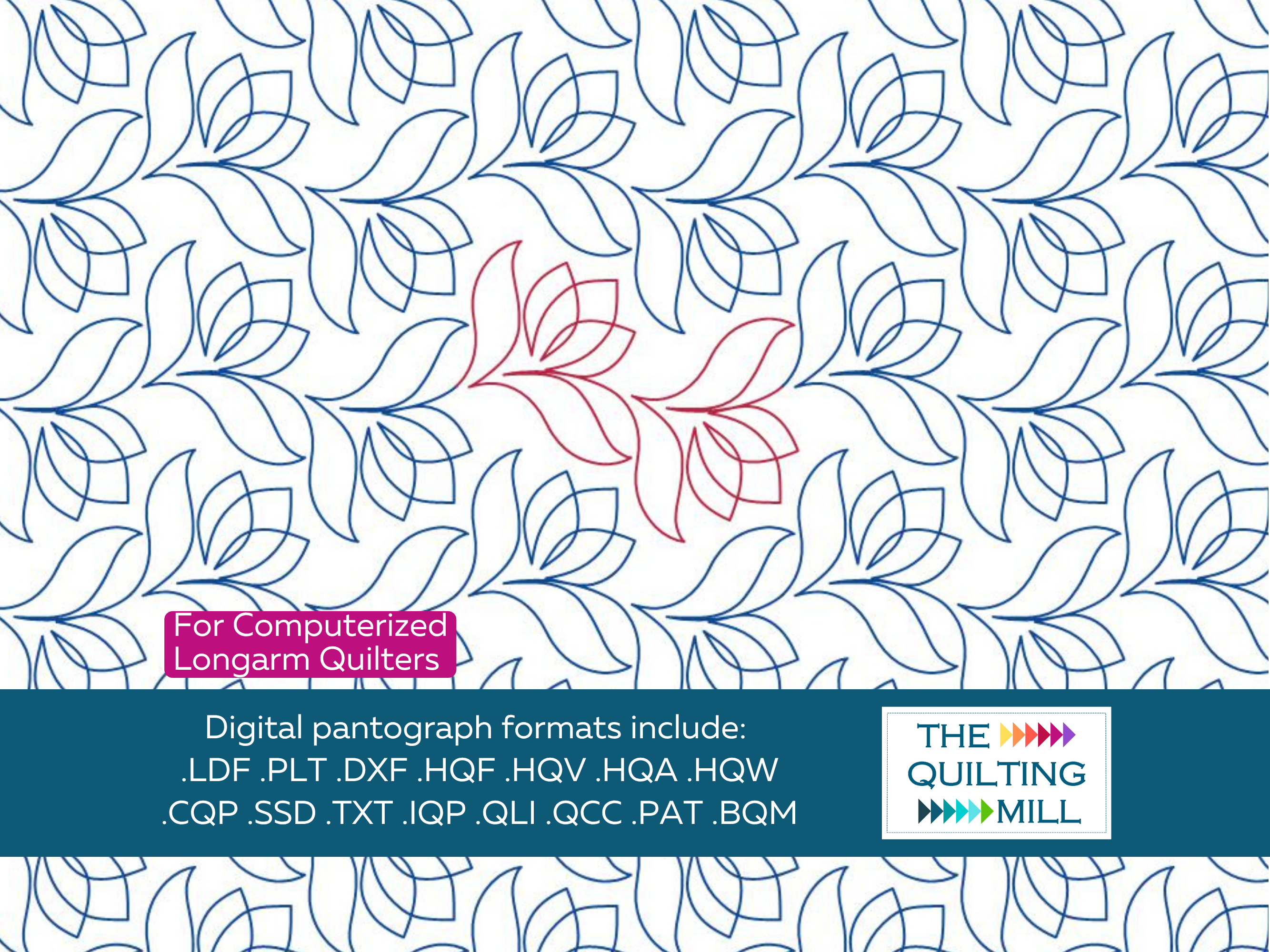 Full repeat of Tulip Tango floral quilting pattern for spring, garden, baby, and wedding quilt projects
