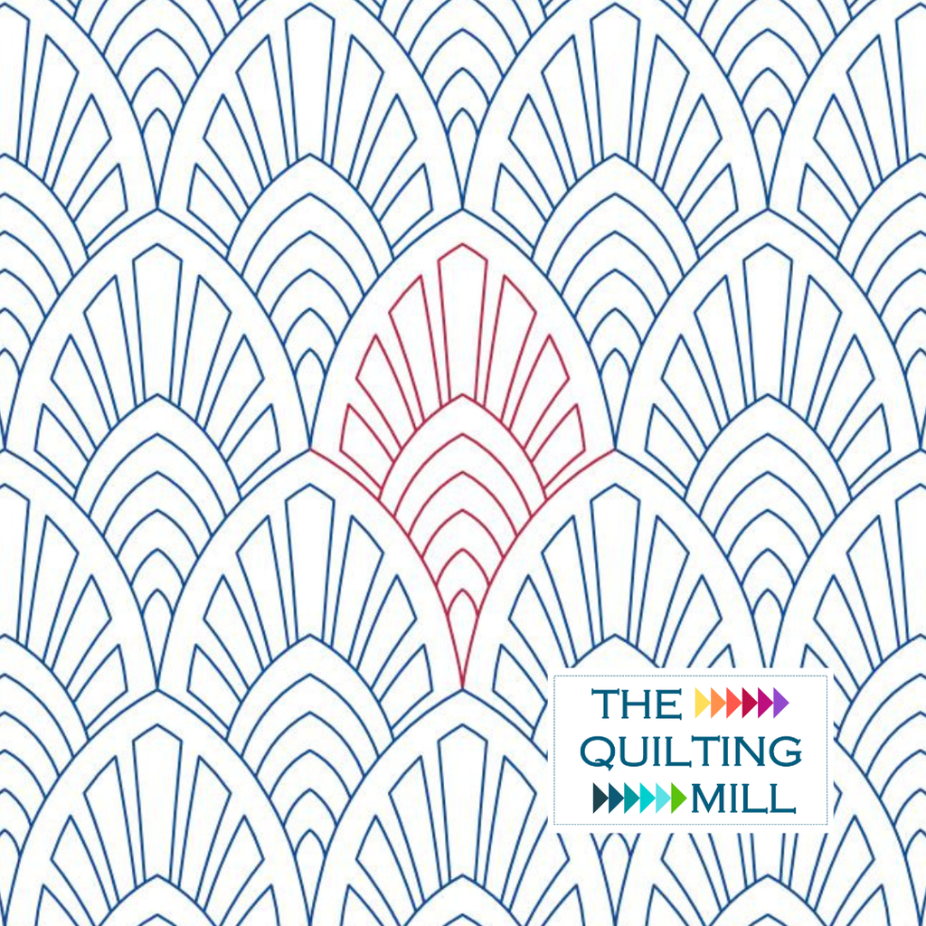 Turkey Tail Fan digital fan pantograph – bold geometric circular fan quilting design with Art Deco flair for longarm edge-to-edge quilting