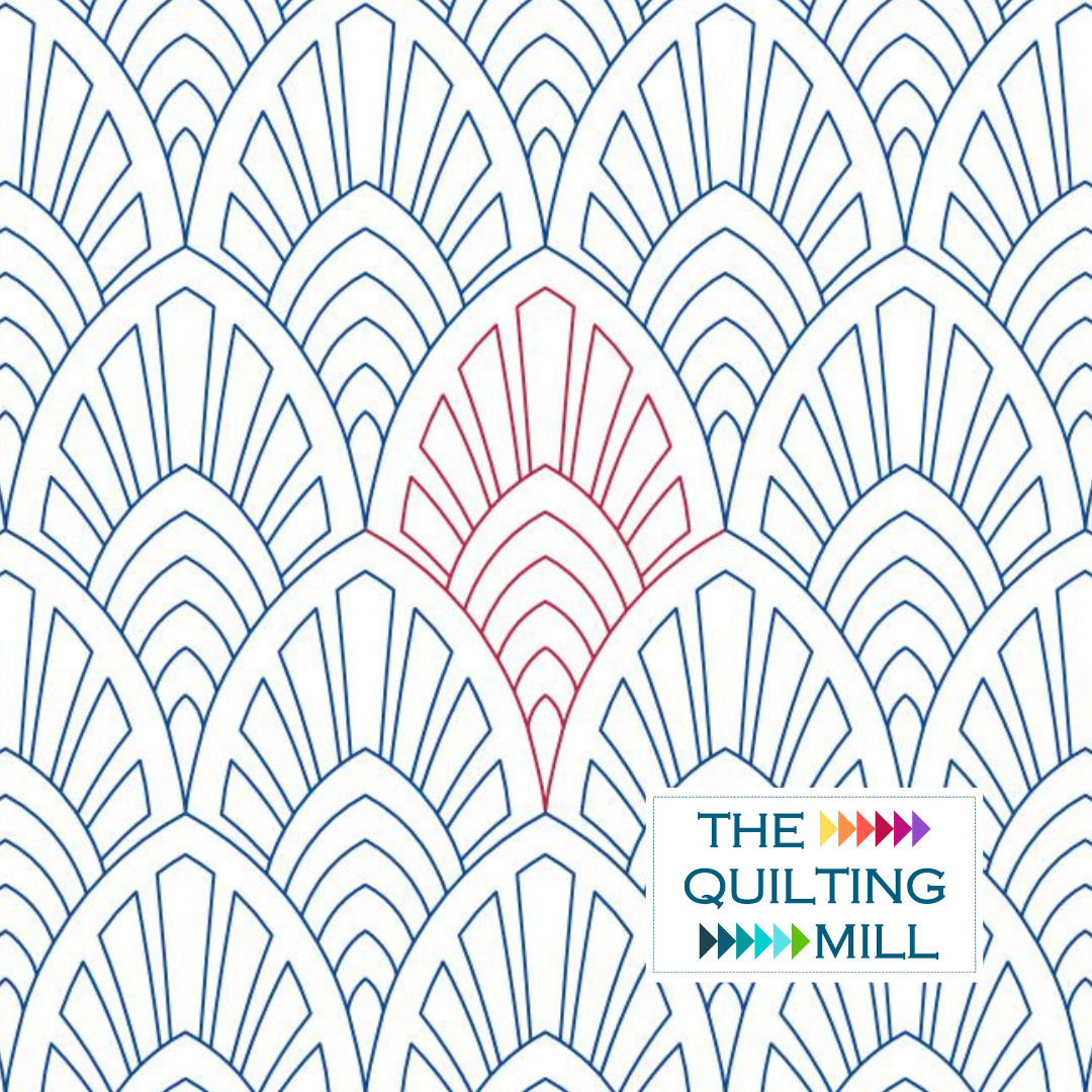 Turkey Tail Fan digital fan pantograph – bold geometric circular fan quilting design with Art Deco flair for longarm edge-to-edge quilting