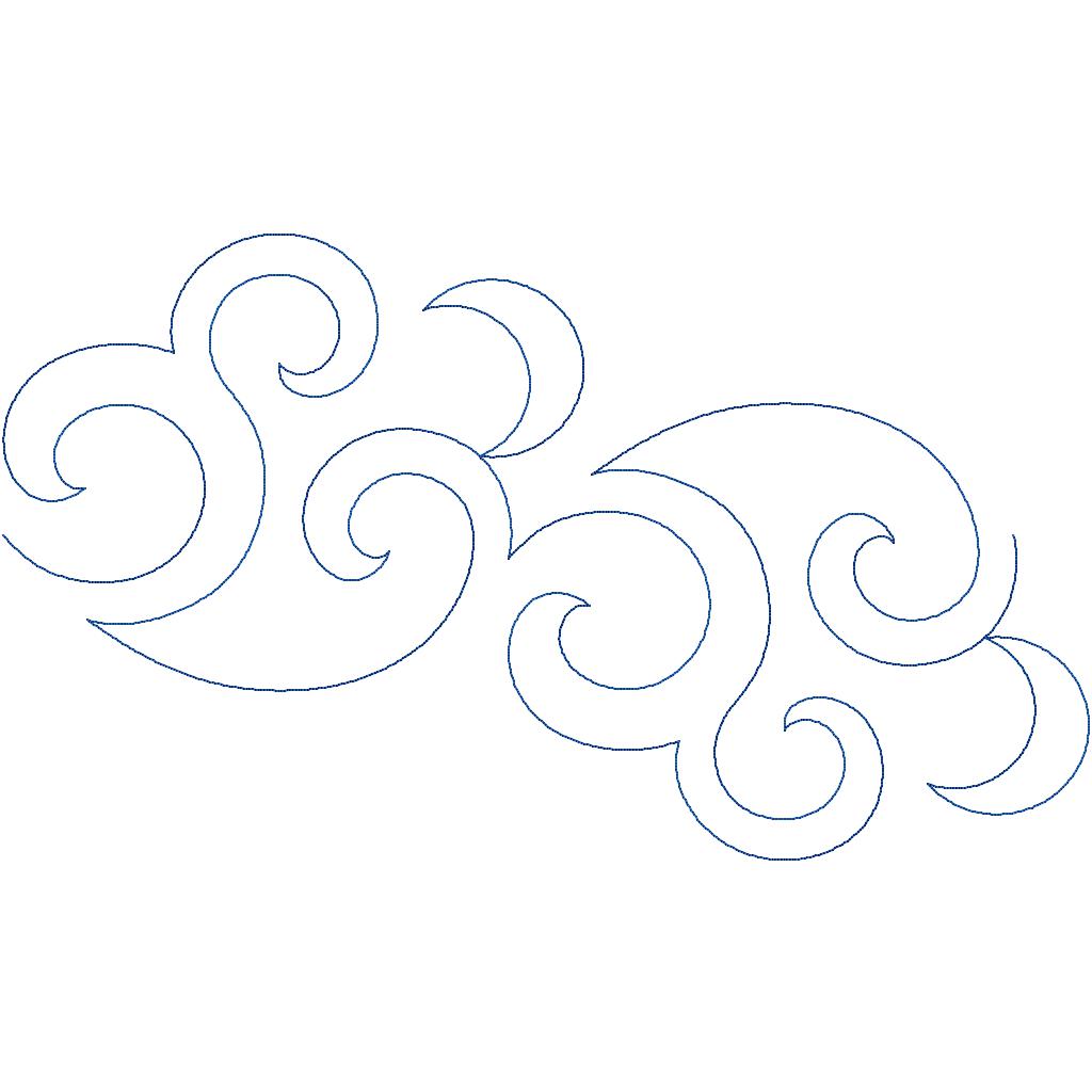 Close-up of Twirling Moon digital swirl pantograph with curling crescents and rolling loops