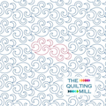 Twirling Moon digital swirl pantograph repeat with The Quilting Mill logo