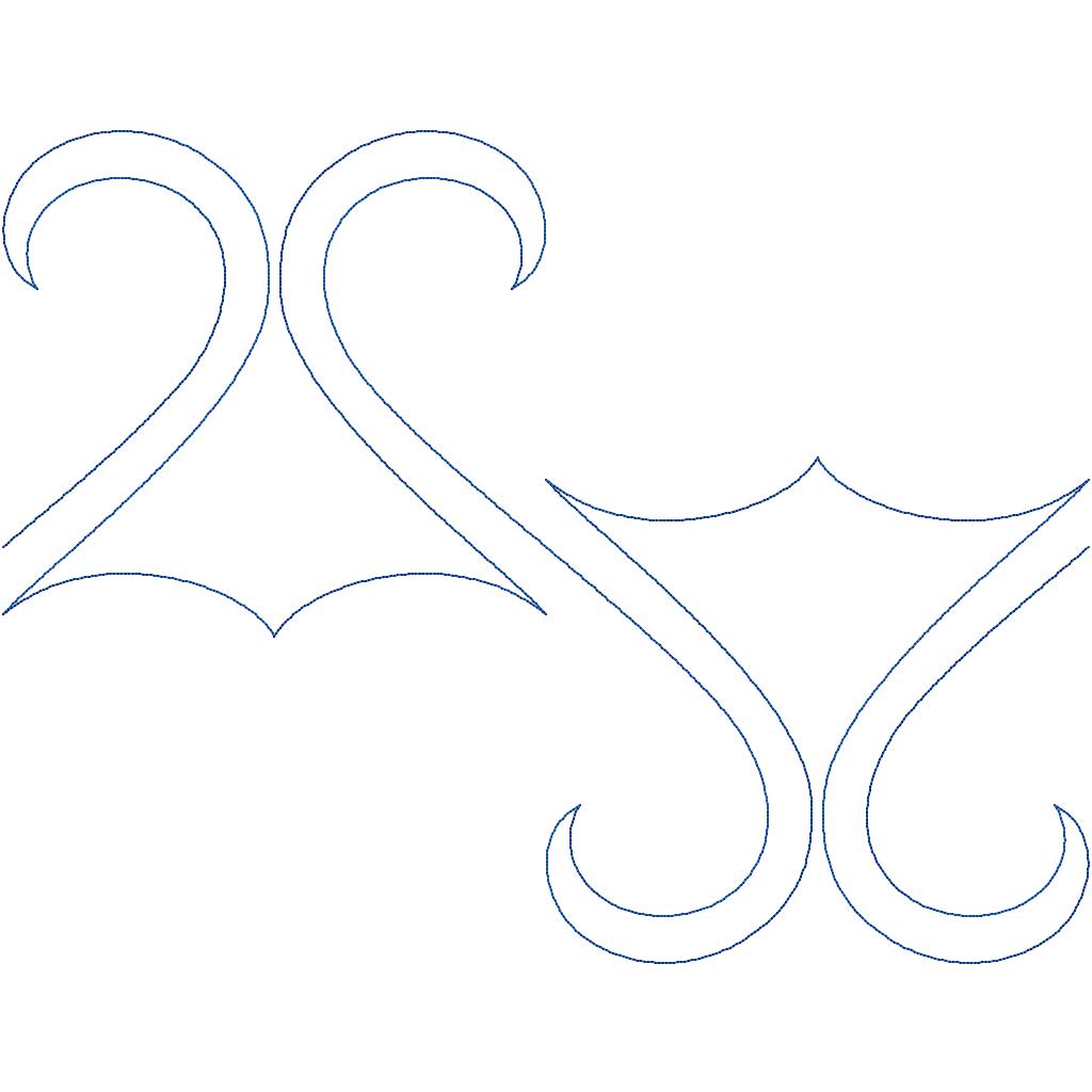 Close-up of TwoTwos pantograph showing detailed scroll curves and continuous stitch path
