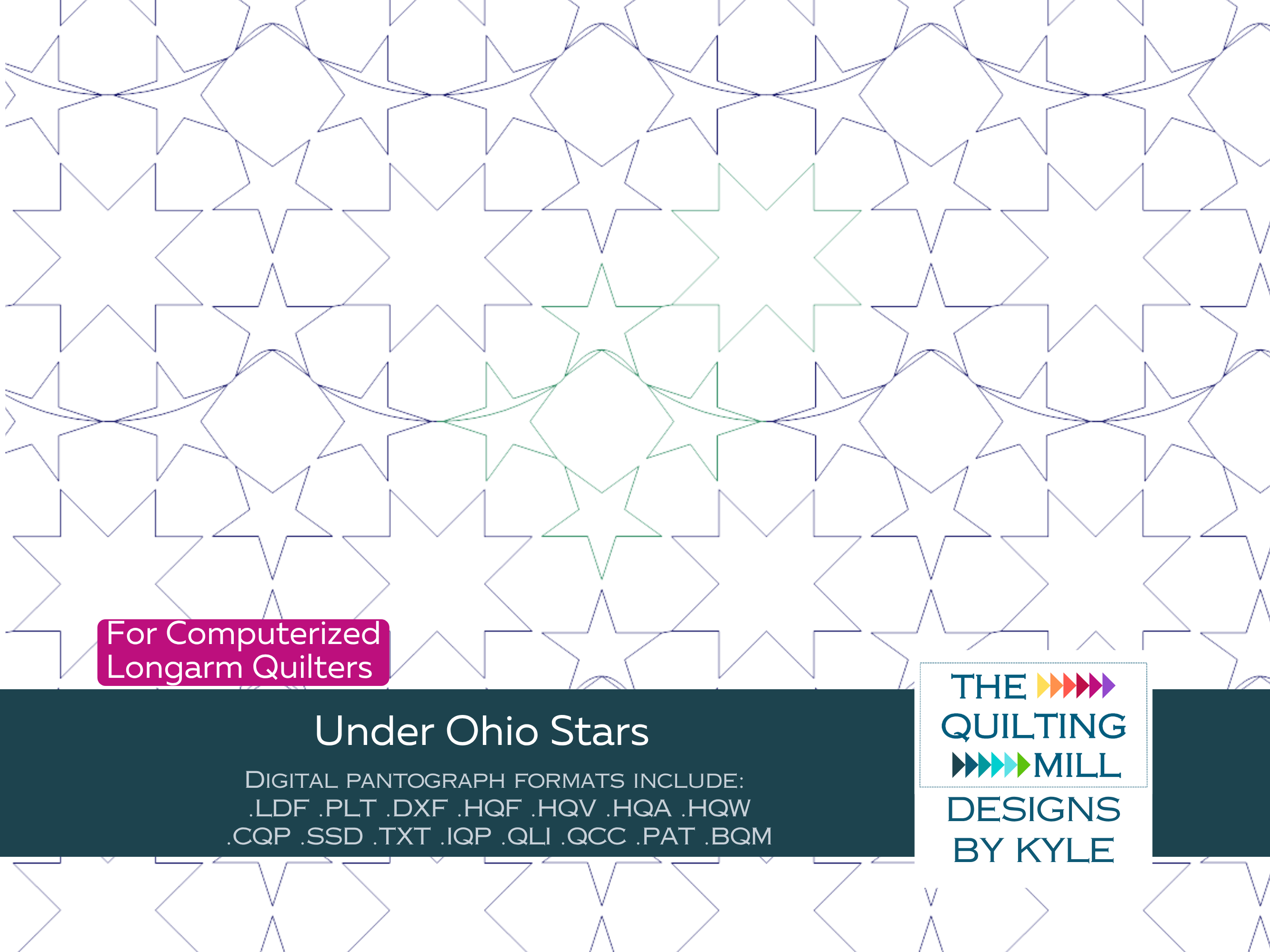 Under Ohio Stars patriotic quilting pantograph with bold star and diamond design for longarm quilting