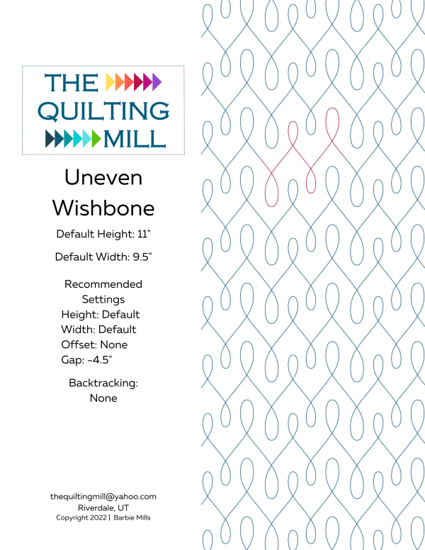 Uneven Wishbone loop digital pantograph info sheet – specs and settings for digital pantographs for longarm quilting machines