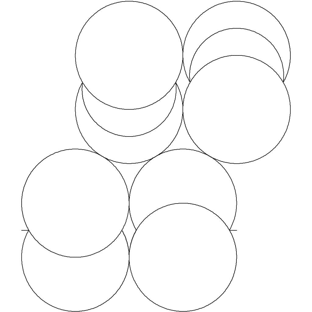 Close-up of Wax and Wane pantograph showing overlapping circles forming a crescent shape