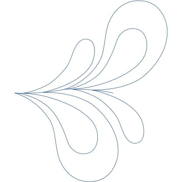 Close-up of Whim feather pantograph showing soft curvy plume shapes and continuous stitch path on longarm quilting design