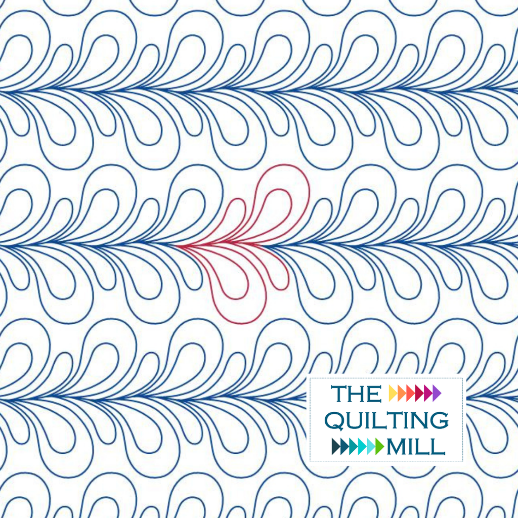 Whim playful pantograph design — digital feather quilting pantograph with bouncy rounded plumes for longarm quilting machines