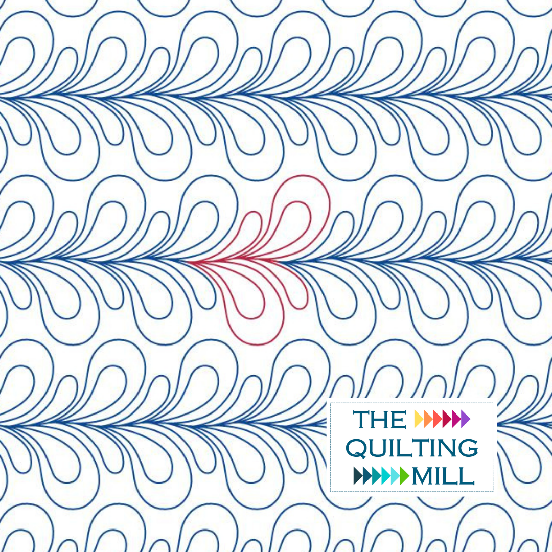 Whim playful pantograph design — digital feather quilting pantograph with bouncy rounded plumes for longarm quilting machines