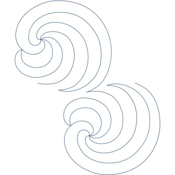 Close-up of Whorl swirl quilting pantograph showing stylized spiral curls and continuous flowing detail