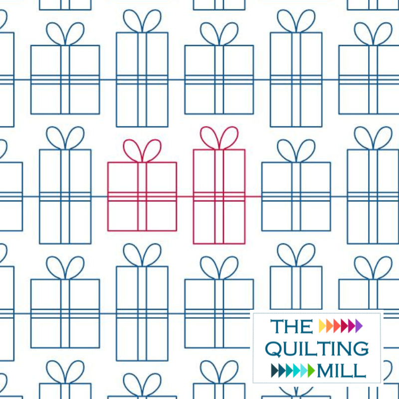 Wrapped Up holiday digital pantograph pattern featuring playful rows of wrapped gift boxes for festive edge-to-edge Christmas quilting