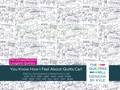 You Know How I Feel About Quilts Carl novelty pantograph hero listing image with The Quilting Mill Designs by Kyle logo, featuring a comic-style quilting design packed with doodle characters, speech bubbles, and playful pop culture illustrations across the full quilt surface.
